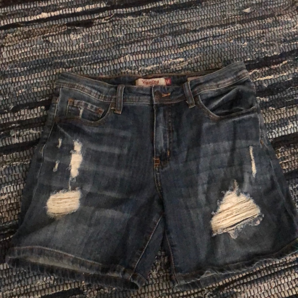 Ripped jean shorts